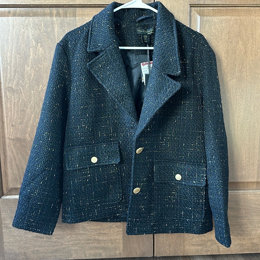 NWT black and gold tweed jacket